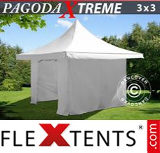 Reklamtält FleXtents Pagoda Xtreme 3x3m / (4x4m) Vit, inkl. 4 sidor